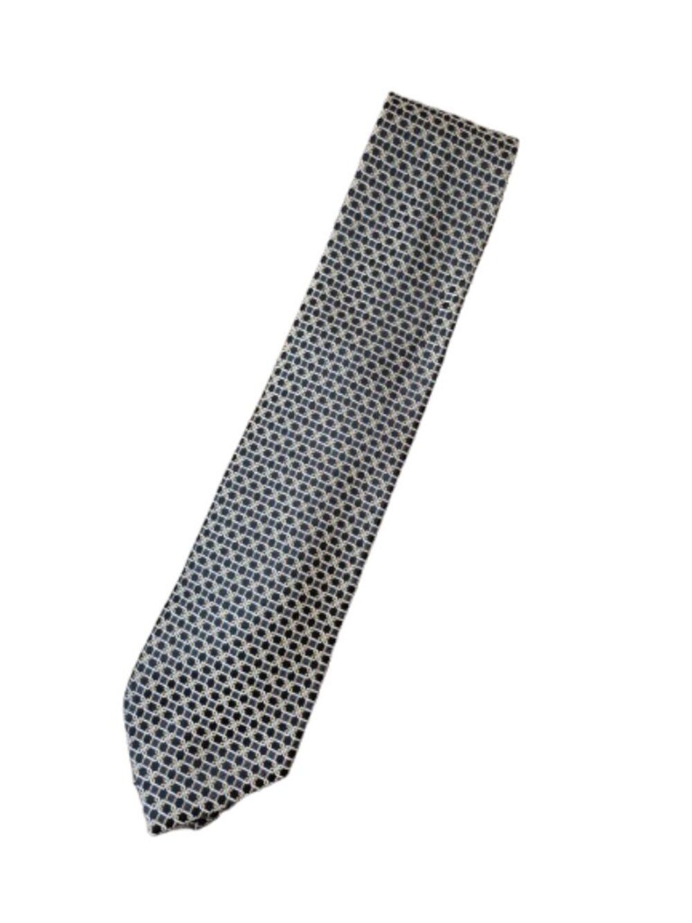 Ermenegildo Zegna Silk Black Gold and Silver Geometric Tie Italy XL 64" x 3.75"
